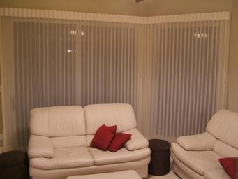 Hunter Douglas Luminette Sheer Shades/Blinds mounted to corner -- On Beach Gardens Residence